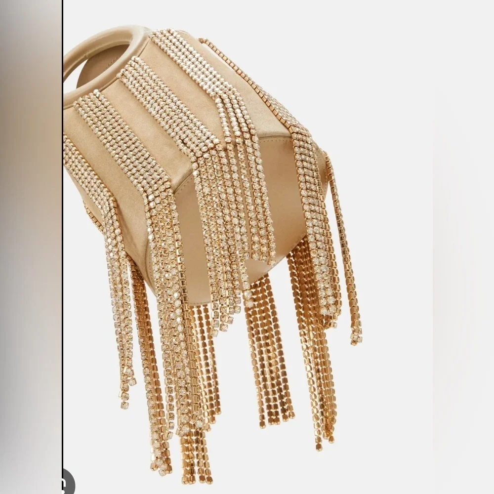Cult Gaia Taryn Embellished Top Handle Bag in Sand Dollar
